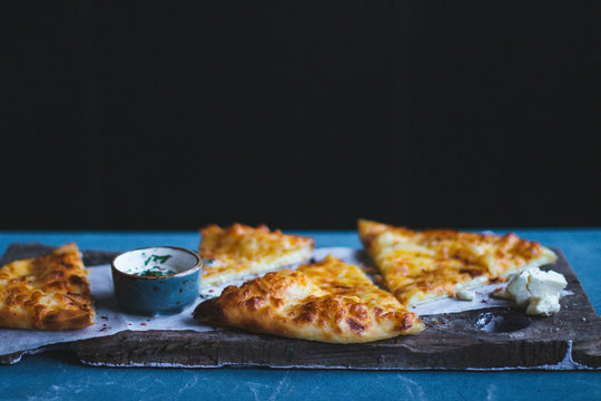 Georgian khachapuri megruli with cheese 