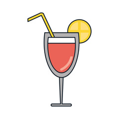 Cocktail glass with orange icon. Summer alcohol and drink theme. Isolated design. Vector illustration