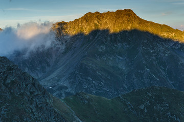 Mountain peaks at sunset