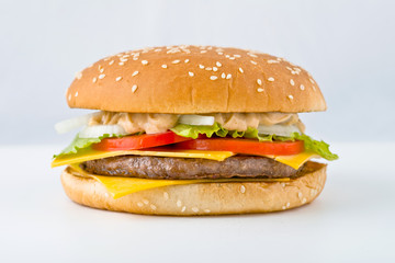 tasty big Burger with vegetables cheese and meat