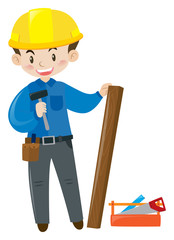 Construction worker with toolbox