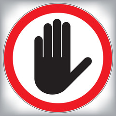 Black silhouette vector hand stop prohibition sign