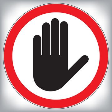 recommend clip art: Black silhouette vector hand stop prohibition sign