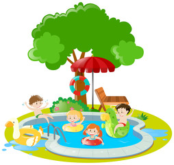 Children swimming in swimming pool