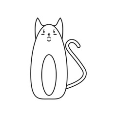 Cat cartoon icon. Animal kawaii and character theme. Isolated and silhouette design. Vector illustration