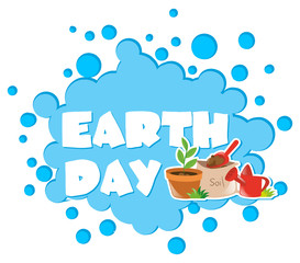 Earth day poster with flower pot