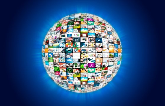 Television broadcast multimedia sphere globe abstract composition