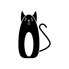 Cat cartoon icon. Animal kawaii and character theme. Isolated and silhouette design. Vector illustration
