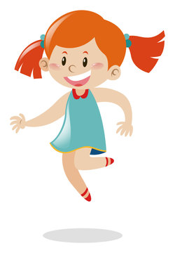 Girl with red hair jumping