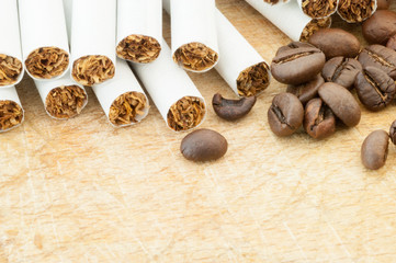 macro of cigarettes and coffee