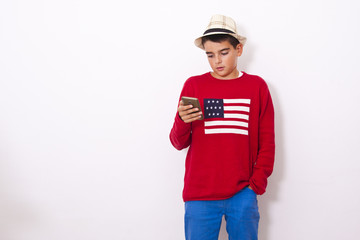 preteen boy isolated on white background