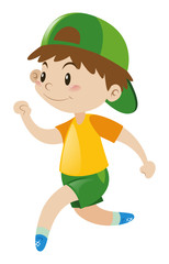 Boy in yellow shirt running