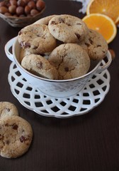 Cookies with berry, chocolate cream and hazelnuts