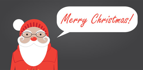 Santa Claus portrait. Vector illustration with speech bubble
