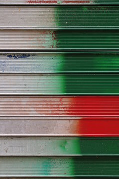 Red and green lines on the metal texture