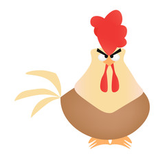 Cartoon rooster on white background,