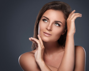 Beautiful  and young woman with a artificial eyelashes