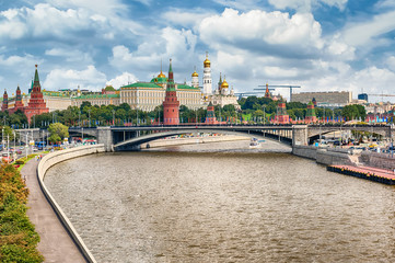 Obraz premium Aerial view over Moskva River and the Kremlin, Moscow, Russia