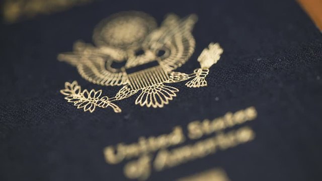 Dolly Shot of United States Passport, Shallow Depth Of Field