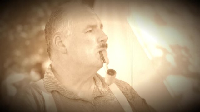 Middle aged Civil War soldier smoking (Archive Footage Version)