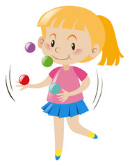 Blond girl juggling balls