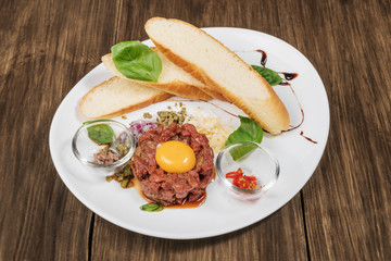 Beef tartar with parmesan cheese
