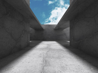 Obraz premium Concrete abstract architecture on cloudy sky background