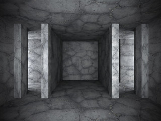 Dark concrete interior. Empty room architecture background