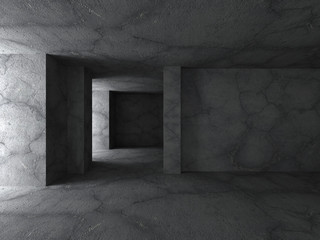Obraz premium Dark concrete eempty room. Grunge architecture modern background