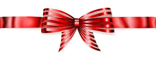 Shiny bow with horizontal ribbon