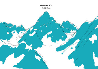 Naklejka premium Montagna K2, altezze rilievi, montagne