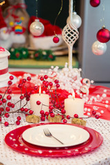 Winter holiday table setting.