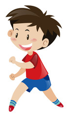 Little boy in red shirt running