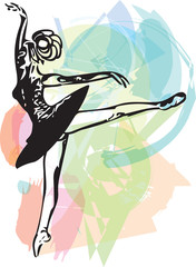 Drawing of Abstract ballerina dancing