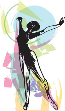 Drawing of Abstract ballerina dancing