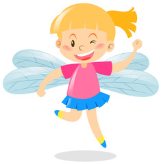 Girl wearing wings custume