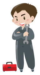 Repairman with red toolbox