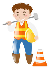 Construction worker with hammer