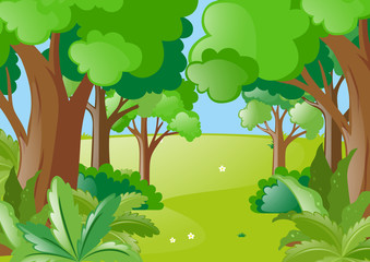 Nature scene with green forest