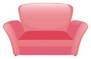 Pink sofa on white background