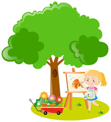 Girl drawing in the park