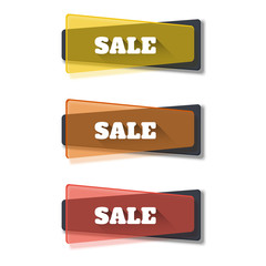 Set of transparent geometric vector banners on the sale theme.