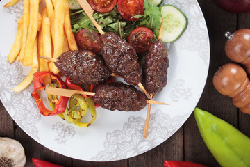 Kofta kebab with french fries