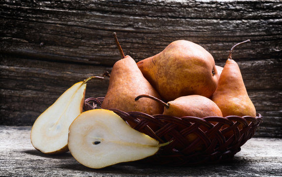 Pear in basket