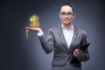 Businesswoman in housing mortgage concept