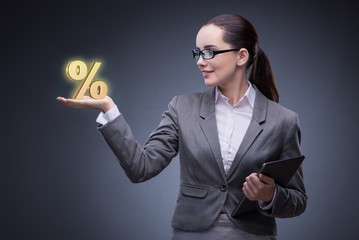 Businesswoman in high interest rates concept
