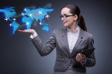 Businesswoman in air travel concept