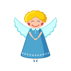 Cute angel icon in flat style.