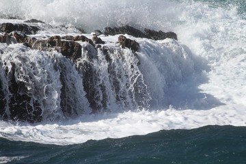 Waves on the rocks