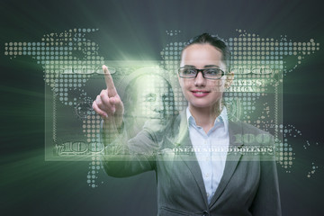 Businesswoman with dollars in business concept